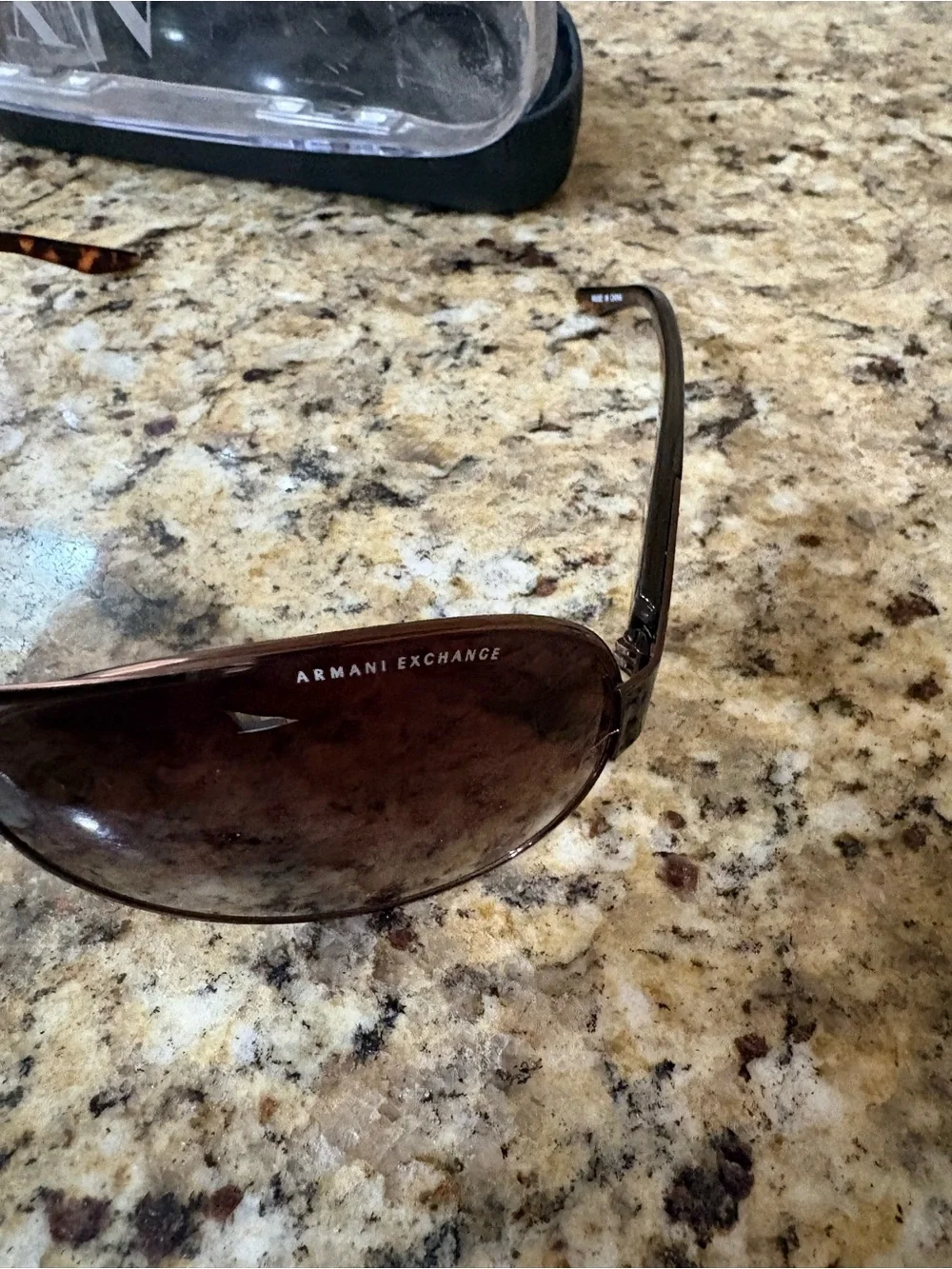 Armani Exchange Brown Gradient Aviator Sunglasses with Dark Brown Lens